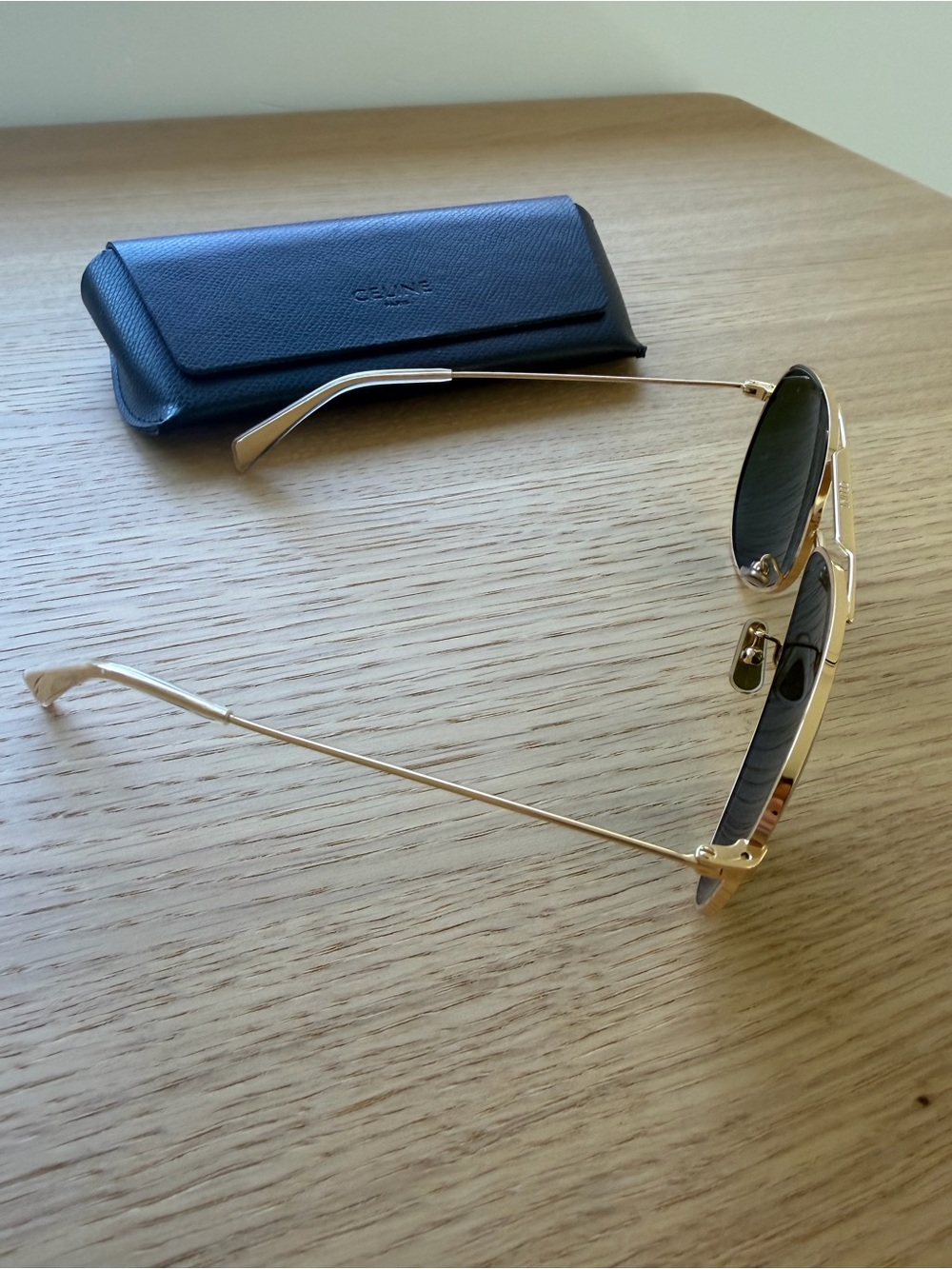 Celine Gold Aviator Sunglasses Green Lenses Metal Frame w/ Case - Picture 2 of 4